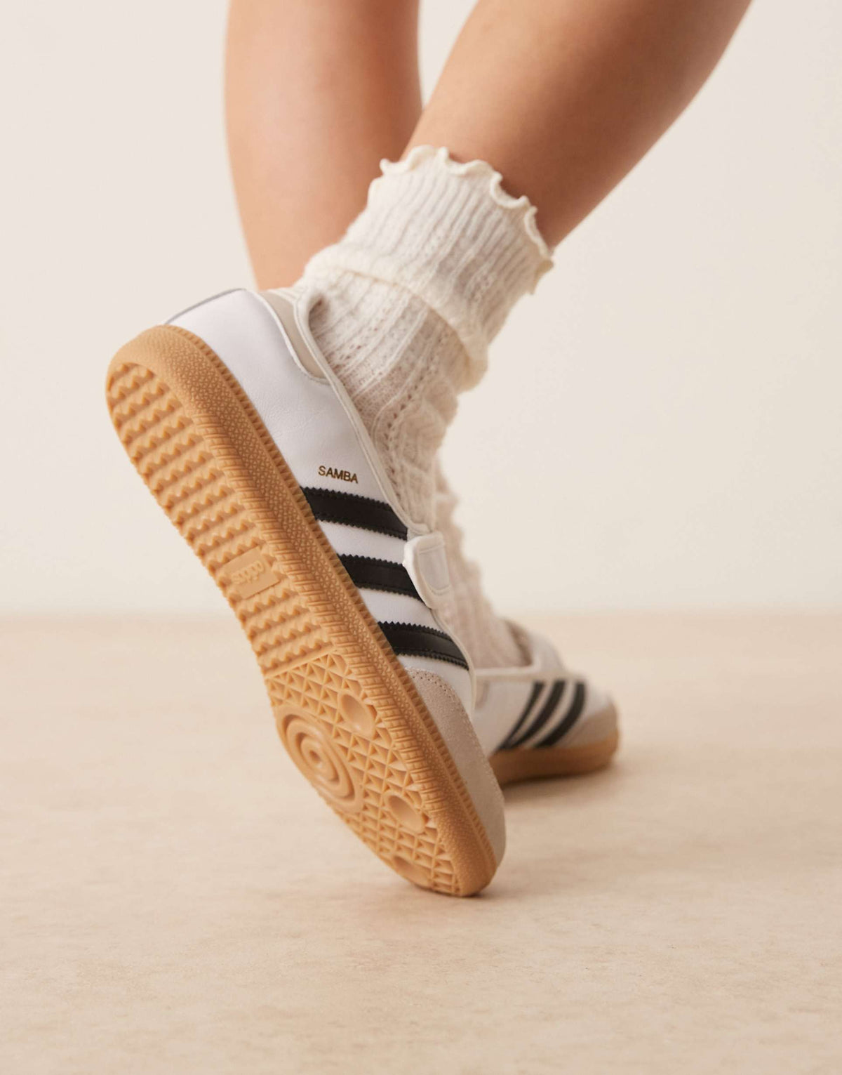 adidas Originals Samba mary jane flats in white and black