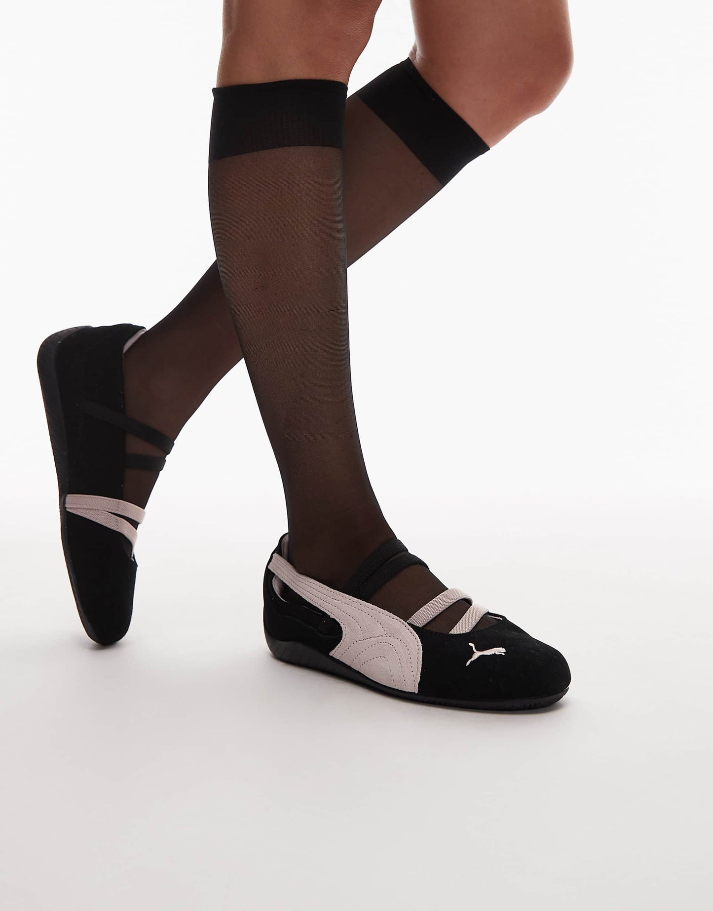 Puma Speedcat ballet flats in black and pink