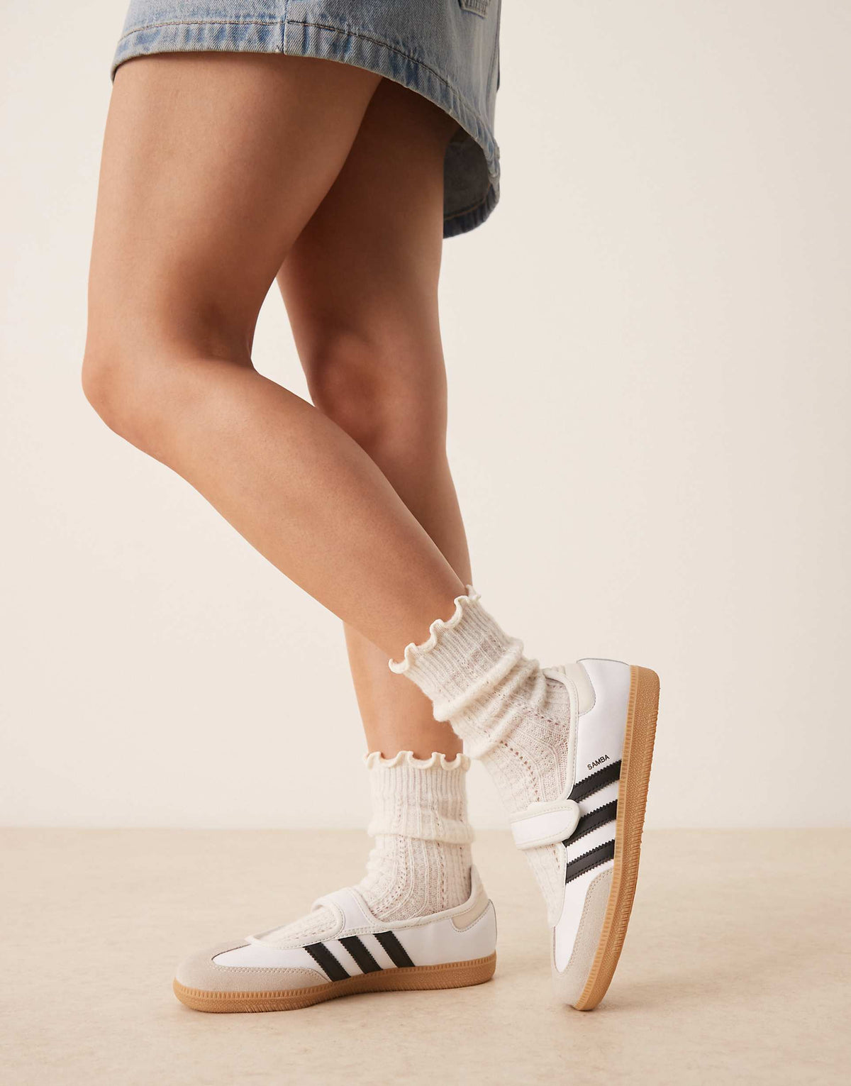 adidas Originals Samba mary jane flats in white and black