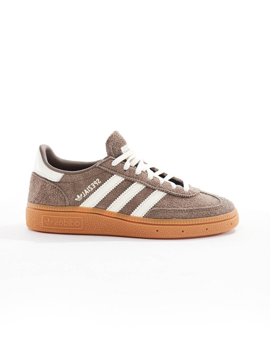 adidas Originals Handball Spezial gum sole trainers in brown and white