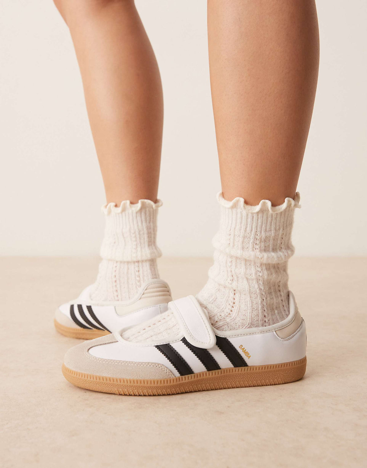 adidas Originals Samba mary jane flats in white and black