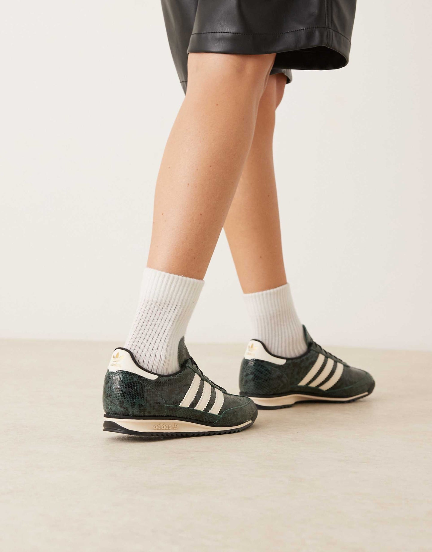 adidas Originals SL 72 OG trainers in dark green and cream snake print