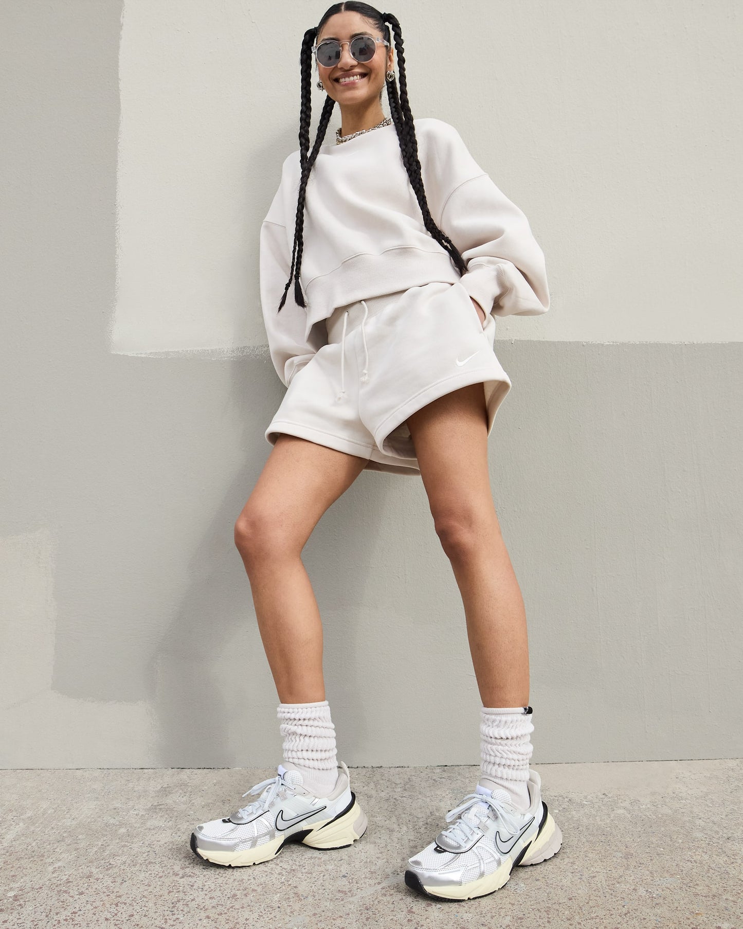 Nike V2K Run unisex trainers in white and silver